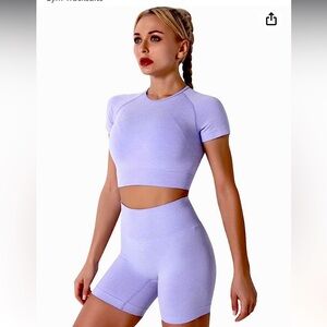 Purple shirt and short workout set
